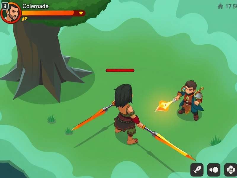 Coriander Saga combat scene showing characters in battle